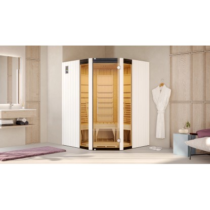 Weka Infračervená kabina Osby rohová s deskovými zářiči (Š x H) 200 x 138 cm Weka Infračervená kabina Osby rohová s deskovými zářiči (Š x H) 200 x 138 cm