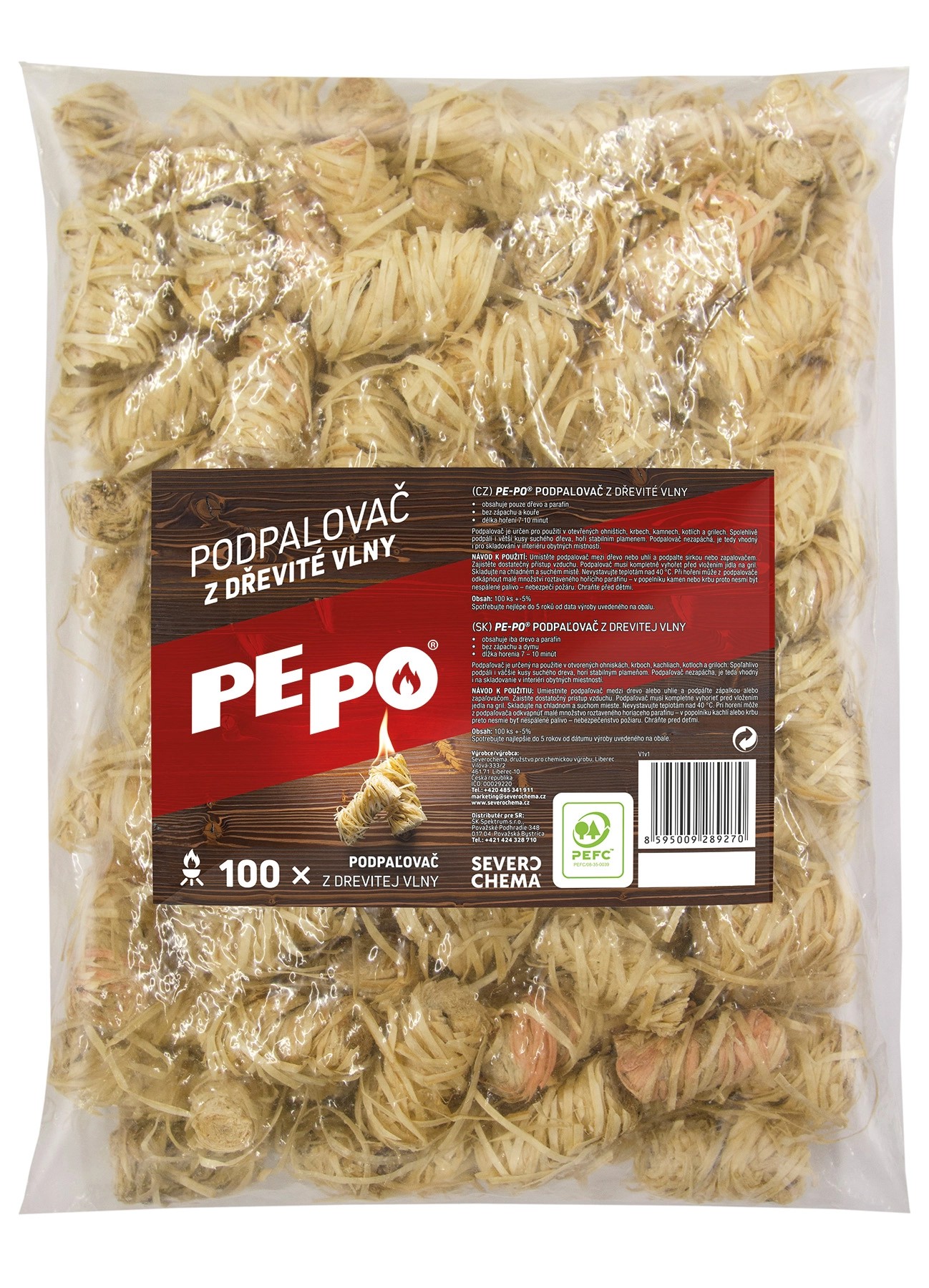 PE-PO Podpalovač z dřevité vlny PE-PO Podpalovač z dřevité vlny