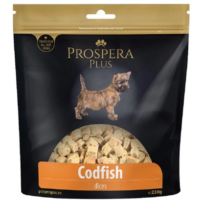 Prospera Plus Pochoutka pro psy tresčí kostky, 230 g Prospera Plus Pochoutka pro psy tresčí kostky, 230 g