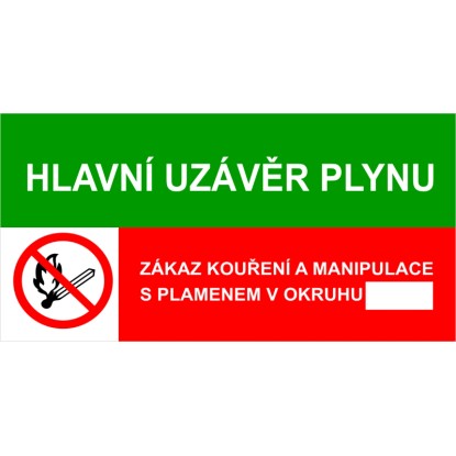Tabulka Hlavní uzávěr plynu 150 mm x 75 mm Tabulka Hlavní uzávěr plynu 150 mm x 75 mm