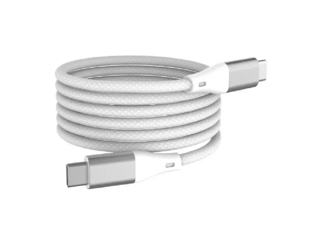 WG Datový kabel USB-C/USB-C, 3 A, magnetický, bílý, 100 cm WG Datový kabel USB-C/USB-C, 3 A, magnetický, bílý, 100 cm