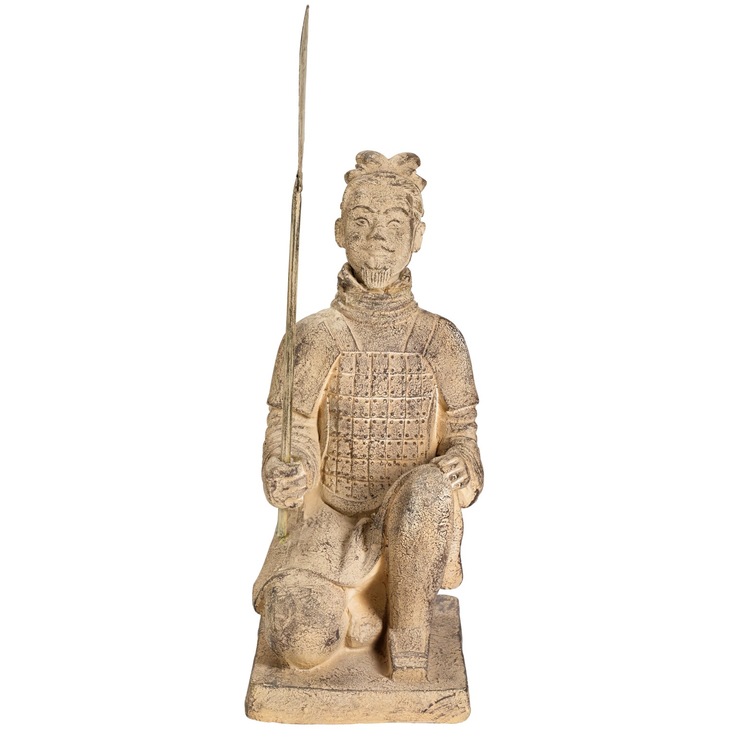 Zahradní soška klečící Čínský válečník s nožem 44 cm Zahradní soška klečící Čínský válečník s nožem 44 cm