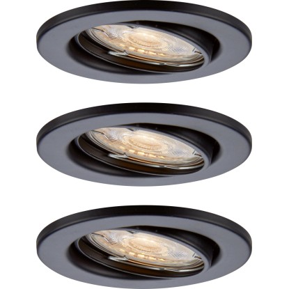OBI LED vestavné svítidlo 86R černé GU10, 3,5W 345lm 3000K, pr. 86 mm, 3 ks OBI LED vestavné svítidlo 86R černé GU10, 3,5W 345lm 3000K, pr. 86 mm, 3 ks