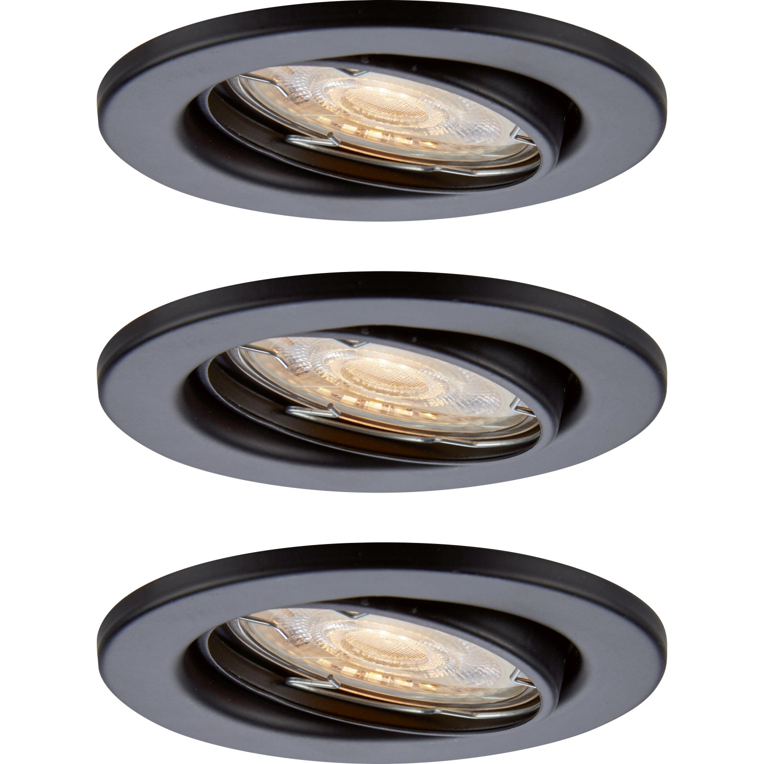 OBI LED vestavné svítidlo 86R černé GU10, 3,5W 345lm 3000K, pr. 86 mm, 3 ks OBI LED vestavné svítidlo 86R černé GU10, 3,5W 345lm 3000K, pr. 86 mm, 3 ks