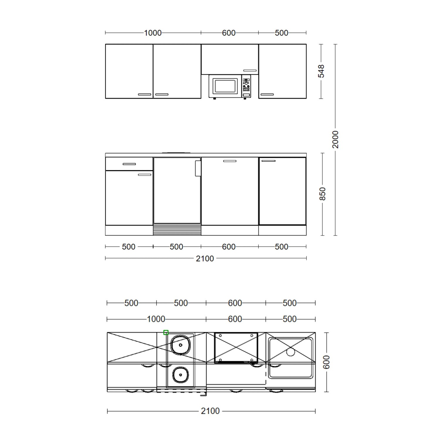 Nákres kuchyně Flex-Well Exclusiv Morena, 210 cm, v bazaltově šedé a světlém dubu San Remo s rozměry. Nákres kuchyně Flex-Well Exclusiv Morena, 210 cm, v bazaltově šedé a světlém dubu San Remo s rozměry.