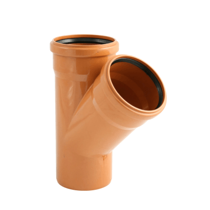 Marley odbočka ke kanalizační trubce DN 110/110, 45 stupňů, oranžová. Marley odbočka ke kanalizační trubce DN 110/110, 45 stupňů, oranžová.