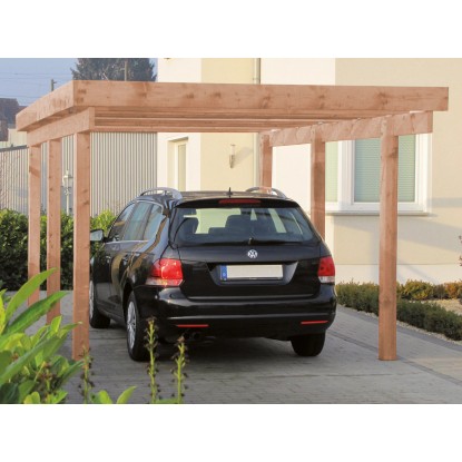 Přístřešek pro jedno auto Amrum 1, hliníková střešní krytina, douglaska přírodní Přístřešek pro jedno auto Amrum 1, hliníková střešní krytina, douglaska přírodní