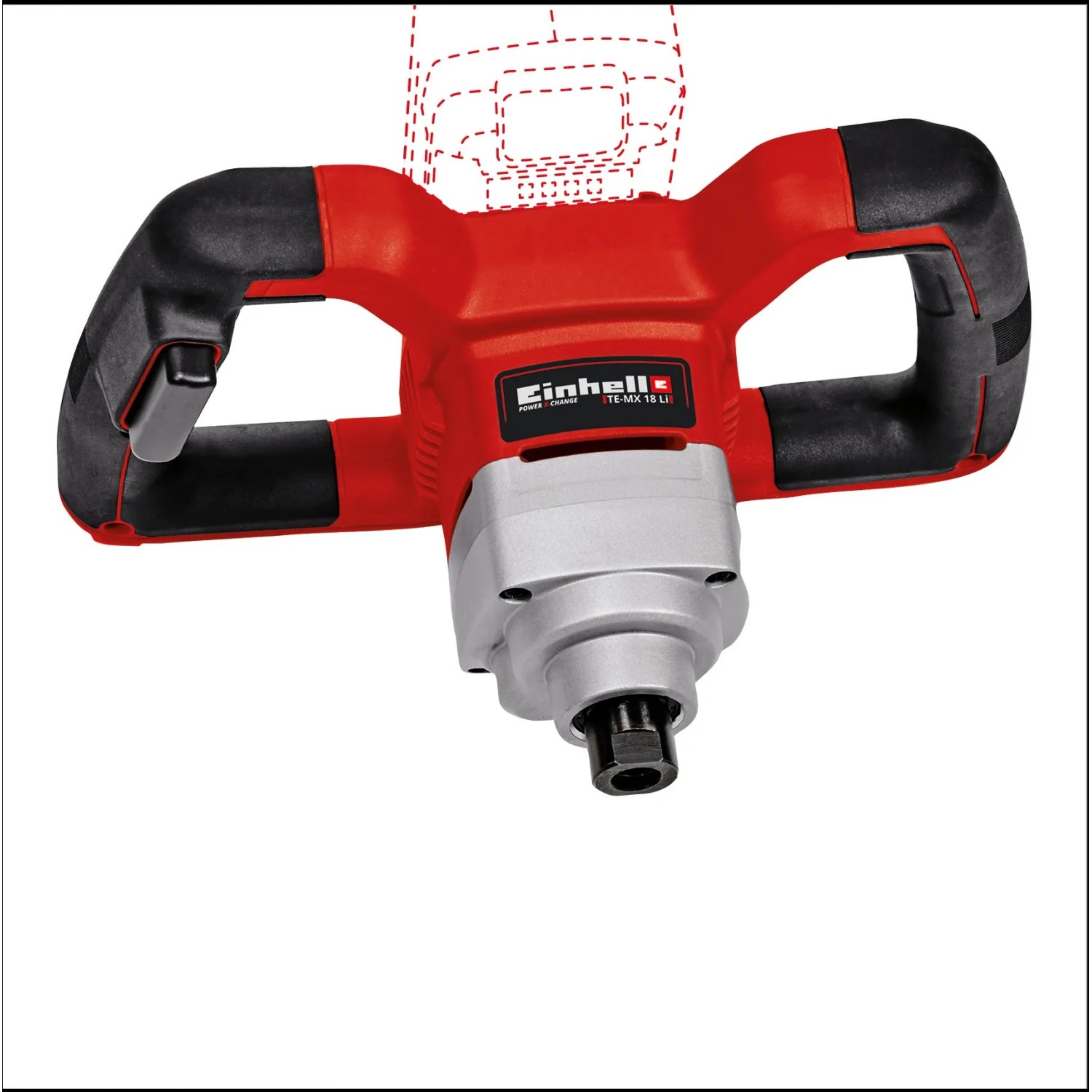 Einhell Power X-Change Akumulátorový míchací stroj na barvy a maltu TE-MX 18 Li, červeno-stříbrný, s velkou rukojetí a závitem M14. Einhell Power X-Change Akumulátorový míchací stroj na barvy a maltu TE-MX 18 Li, červeno-stříbrný, s velkou rukojetí a závitem M14.