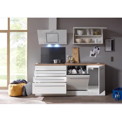 Kuchyňská linka Respekta Premium 320 cm, bílý lesk, s elektrospotřebiči a velkým úložným prostorem. Kuchyňská linka Respekta Premium 320 cm, bílý lesk, s elektrospotřebiči a velkým úložným prostorem.