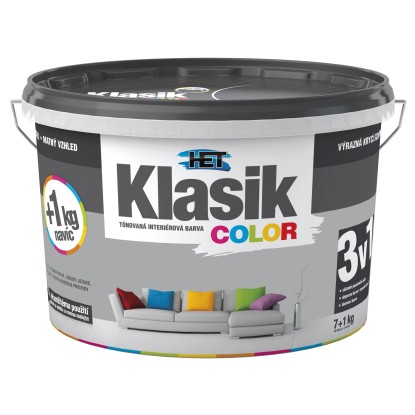HET Klasik COLOR Tónovaná interiérová barva KC 0147 šedá břidlicová, 7 + 1 kg HET Klasik COLOR Tónovaná interiérová barva KC 0147 šedá břidlicová, 7 + 1 kg