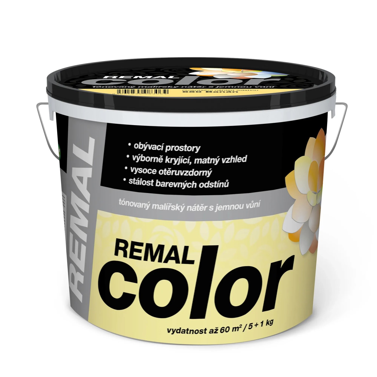 REMAL Color Tónovaný malířský nátěr s jemnou vůní, 650 Banán, 5 + 1 kg REMAL Color Tónovaný malířský nátěr s jemnou vůní, 650 Banán, 5 + 1 kg