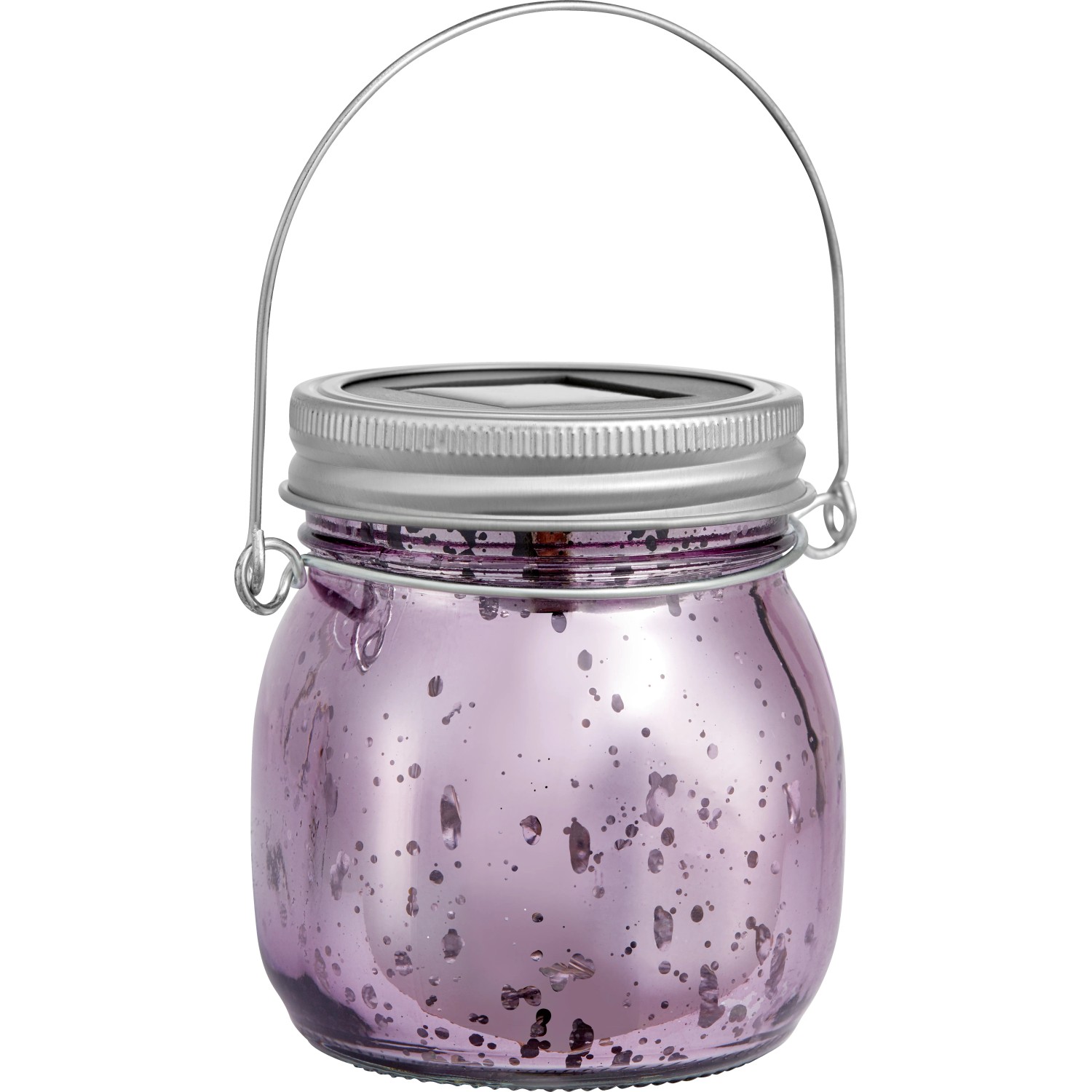 Dekorativní solární LED skleněná lucerna, IP44, nachová, pr. 8 x 9 cm Dekorativní solární LED skleněná lucerna, IP44, nachová, pr. 8 x 9 cm