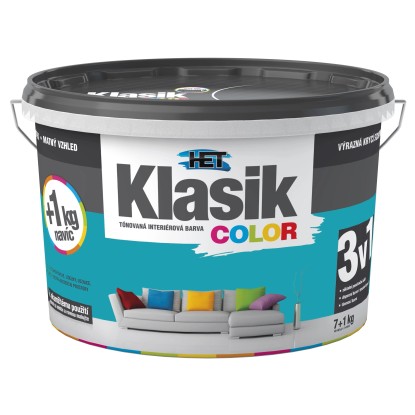 HET Klasik COLOR Tónovaná interiérová barva KC 0588 zelená tyrkysová, 7 + 1 kg HET Klasik COLOR Tónovaná interiérová barva KC 0588 zelená tyrkysová, 7 + 1 kg