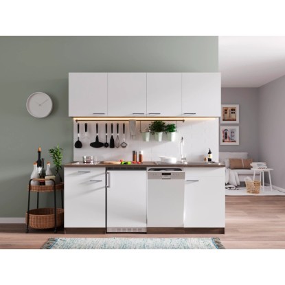 Kuchyňská linka Respekta KB195EYWC, 195 cm, bílá a imitace dubu se sklokeramickou varnou deskou. Kuchyňská linka Respekta KB195EYWC, 195 cm, bílá a imitace dubu se sklokeramickou varnou deskou.