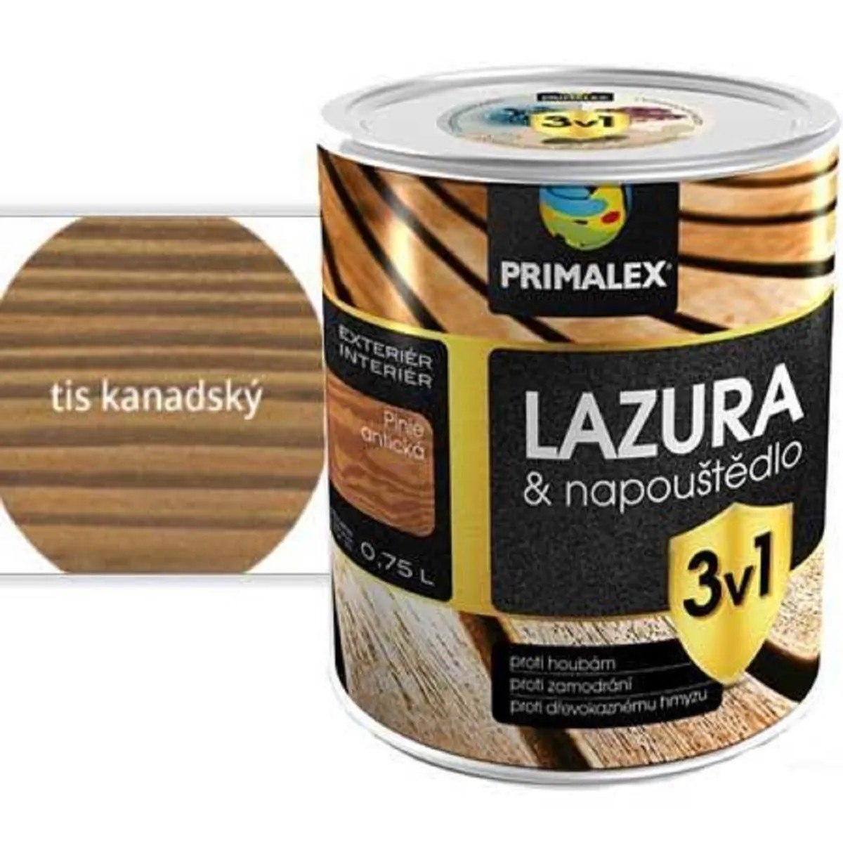 PRIMALEX Lazura a napouštědlo 3v1 tis kanadský 0,75 l PRIMALEX Lazura a napouštědlo 3v1 tis kanadský 0,75 l