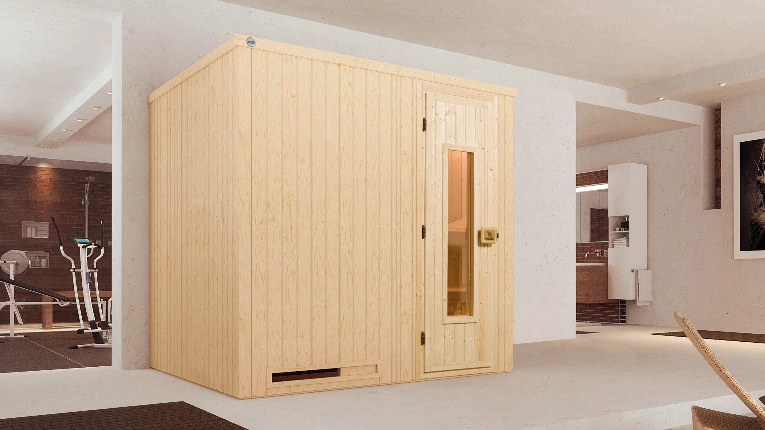 Weka Modulová sauna Halmstad dřevěné dveře 194 cm x 144 cm x 199 cm Weka Modulová sauna Halmstad dřevěné dveře 194 cm x 144 cm x 199 cm