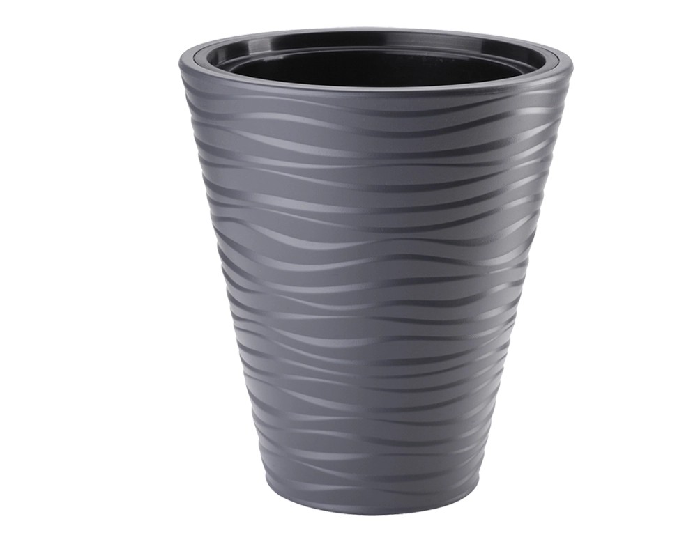 Obal na květináč SAHARA plastový, 40 x 44 cm, antracitový matný Obal na květináč SAHARA plastový, 40 x 44 cm, antracitový matný