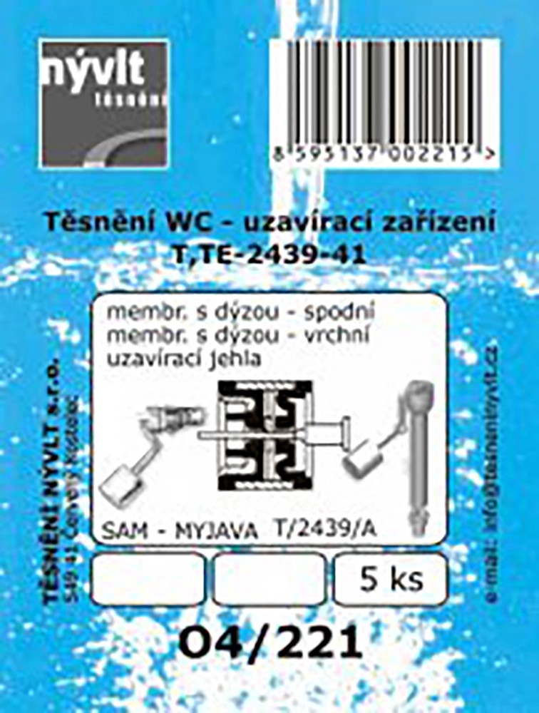 Sada těsnění napouštěcího ventilu Sam Myjava T2439/A, 5 ks Sada těsnění napouštěcího ventilu Sam Myjava T2439/A, 5 ks