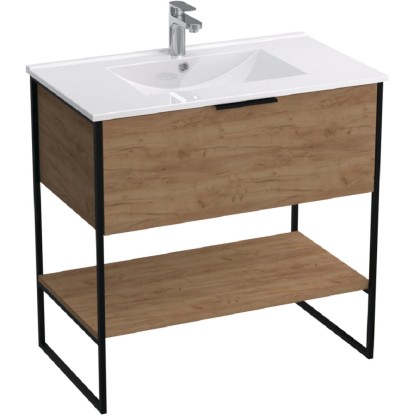 A-Interiéry Koupelnová skříňka Kubo Go 60 s keramickým umyvadlem 60 cm zlatý dub A-Interiéry Koupelnová skříňka Kubo Go 60 s keramickým umyvadlem 60 cm zlatý dub