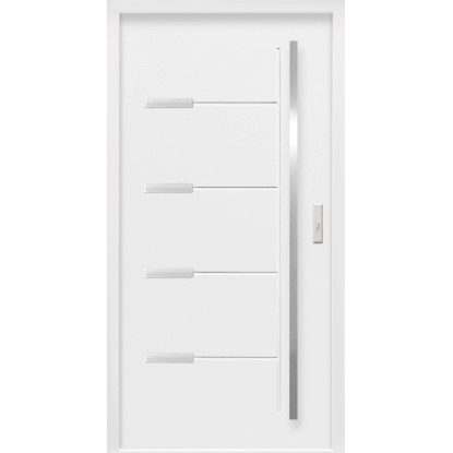 Bílé vchodové dveře Thermospace Oslo Prime, 100x210 cm, levé, s nerezovou klikou. Bílé vchodové dveře Thermospace Oslo Prime, 100x210 cm, levé, s nerezovou klikou.