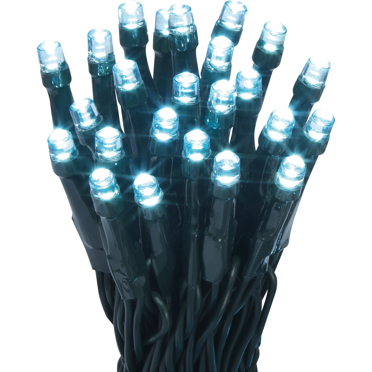 LED světelný řetěz 96 LED studené bílé barvy zelený kabel 762 cm LED světelný řetěz 96 LED studené bílé barvy zelený kabel 762 cm