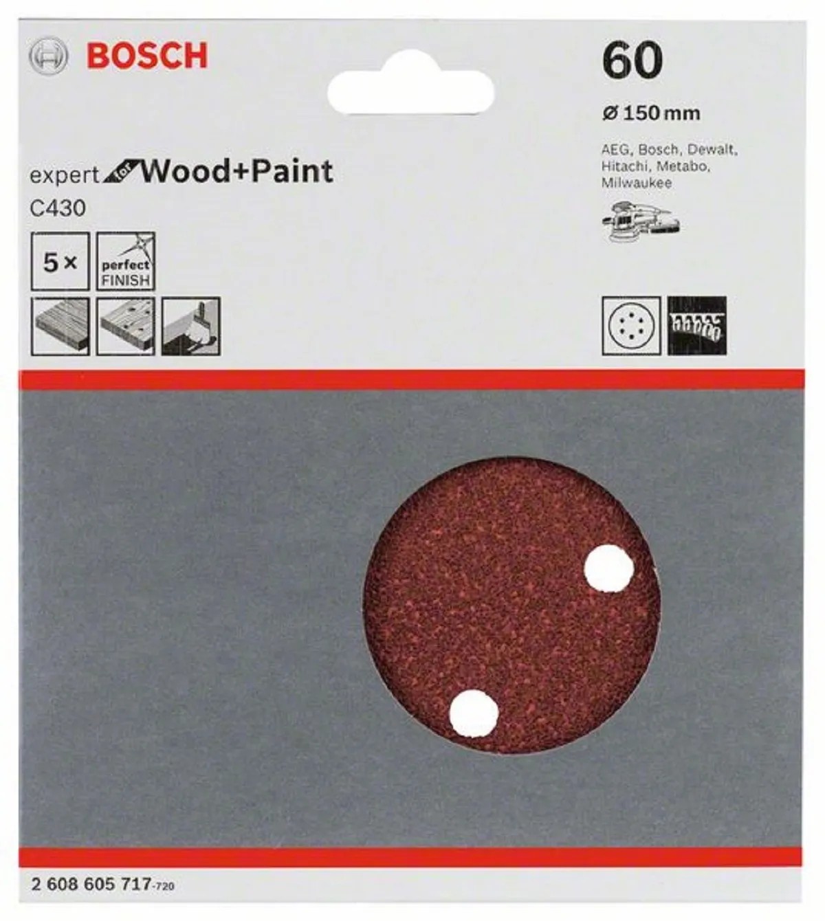 Bosch Brusný papír C430, 150 mm 60, 5 ks Bosch Brusný papír C430, 150 mm 60, 5 ks