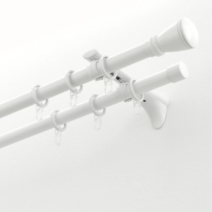 Bílá záclonová tyč Gardinia Chicago (Ø 20 mm, 160 cm) s držáky a kroužky. Bílá záclonová tyč Gardinia Chicago (Ø 20 mm, 160 cm) s držáky a kroužky.