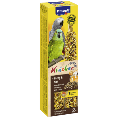 Vitakraft Doplňkové krmivo pro africké papoušky Kracker med a anýz 2 ks Vitakraft Doplňkové krmivo pro africké papoušky Kracker med a anýz 2 ks