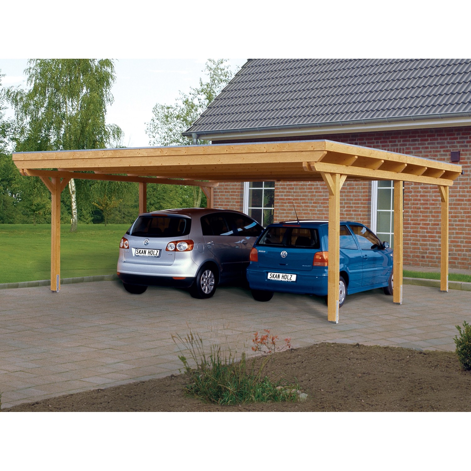Skan Holz Přístřešek na auto Emsland EPDM, přírodní, 613 x 604 cm Skan Holz Přístřešek na auto Emsland EPDM, přírodní, 613 x 604 cm
