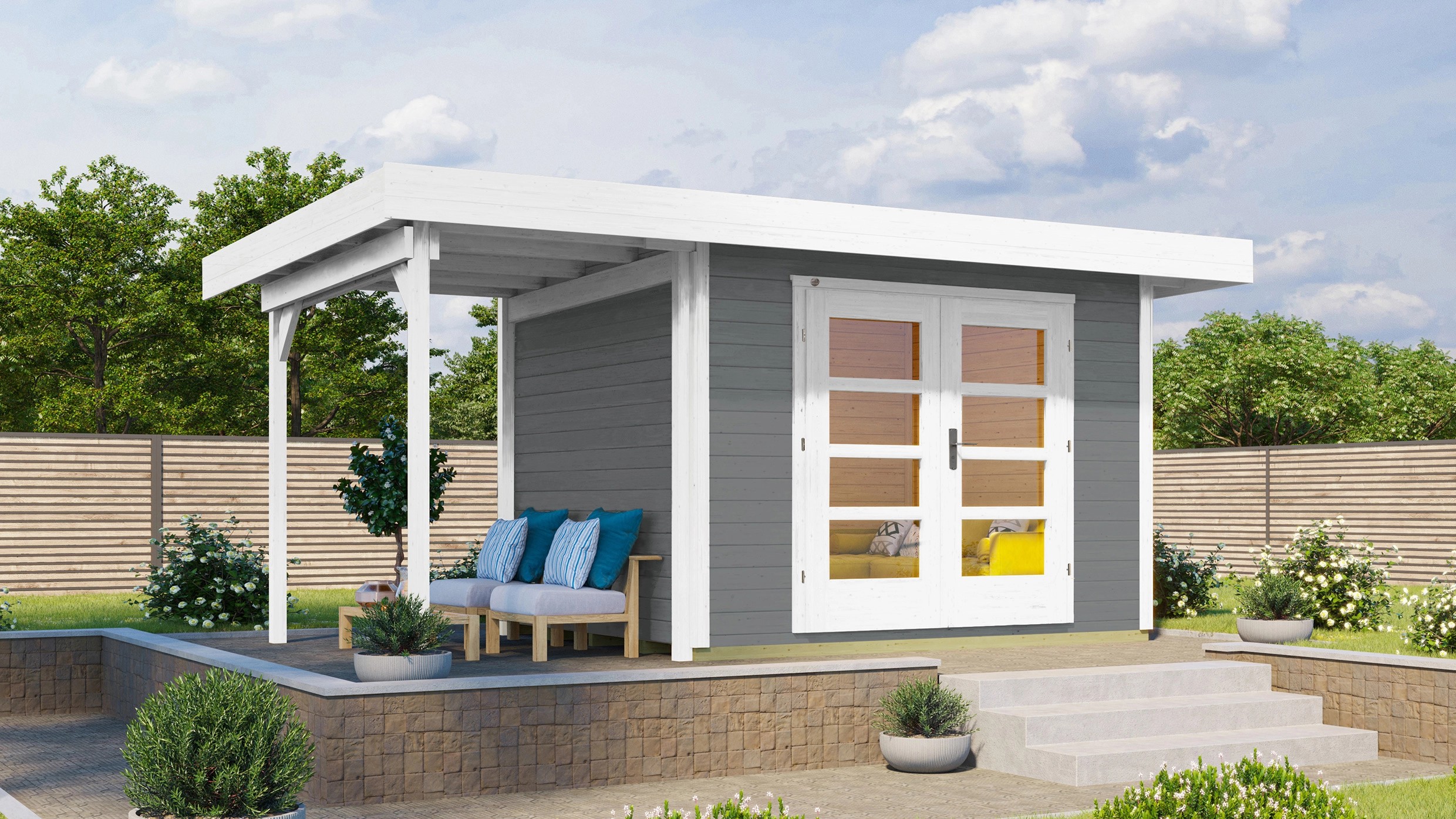 Weka Designový zahradní domek Komfort 126 Plus A vel. 2, šedá, 442 x 300 cm Weka Designový zahradní domek Komfort 126 Plus A vel. 2, šedá, 442 x 300 cm