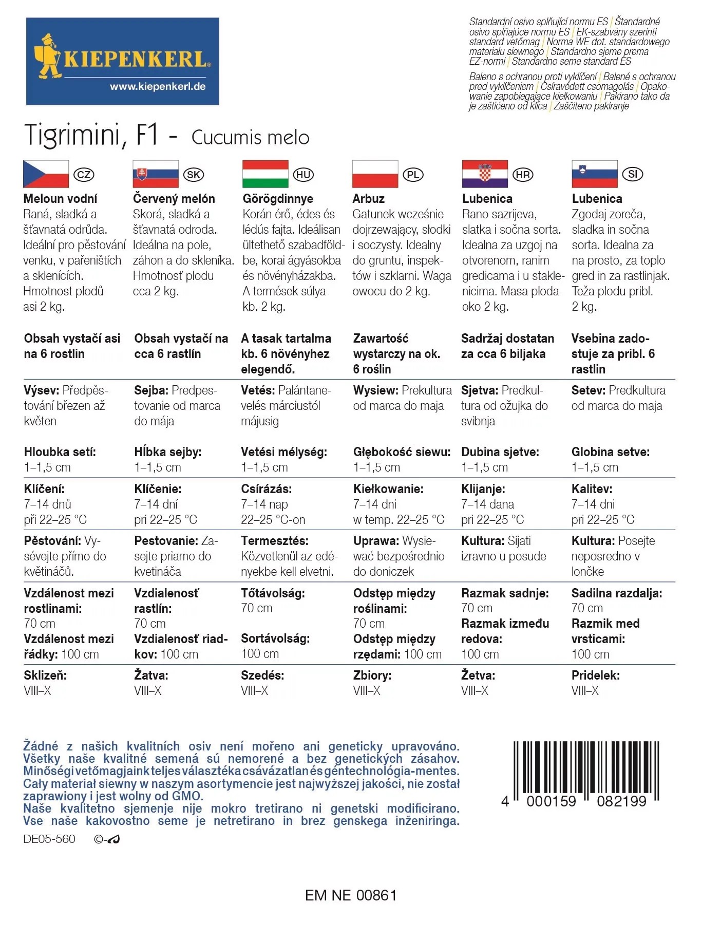 Balení semen melounu Tigrimini F1 od Kiepenkerl, Zeleninová semena. Balení semen melounu Tigrimini F1 od Kiepenkerl, Zeleninová semena.