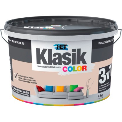 HET Klasik COLOR Tónovaná interiérová barva KC 0238 béžová muškátová, 4 kg HET Klasik COLOR Tónovaná interiérová barva KC 0238 béžová muškátová, 4 kg