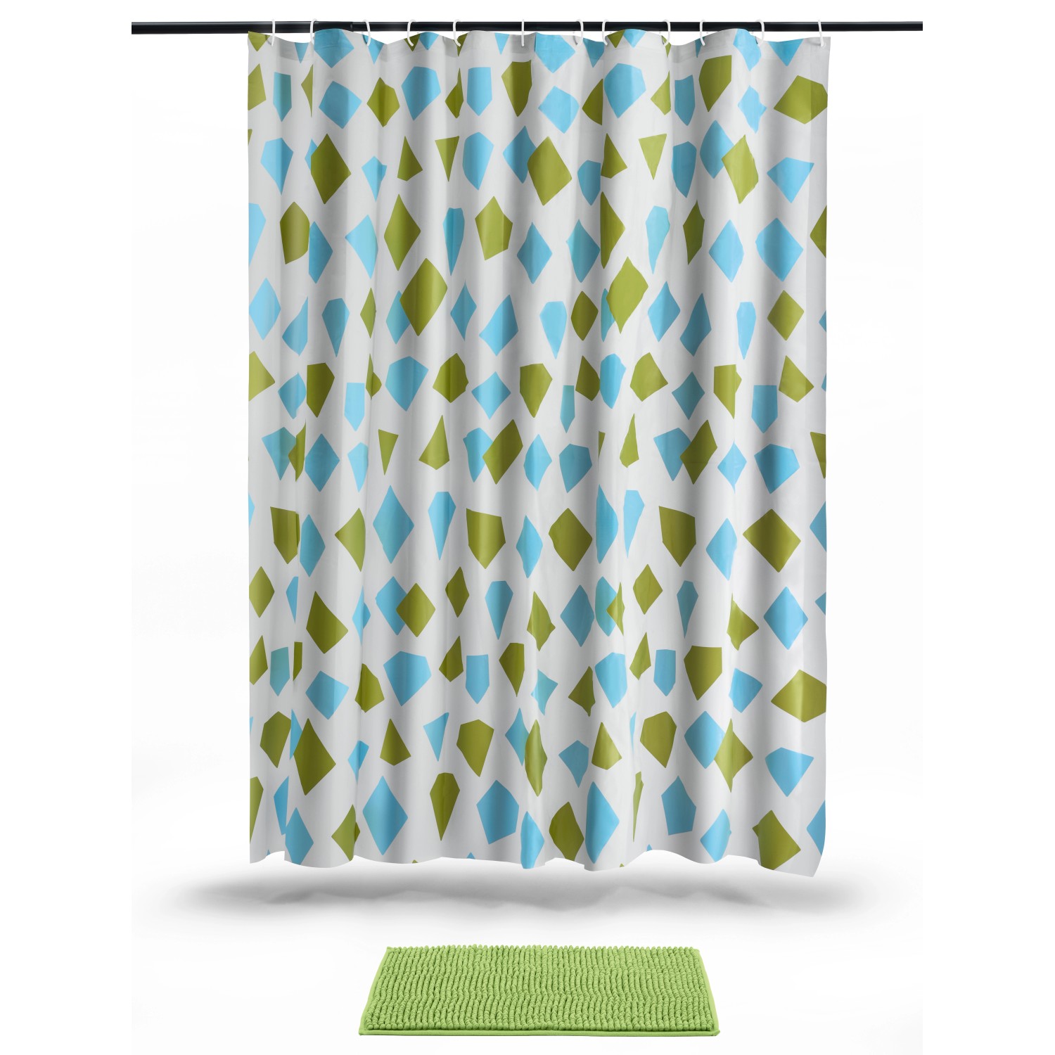 baliv Sada koupelnového závěsu a rohožky zelená baliv Sada koupelnového závěsu a rohožky zelená