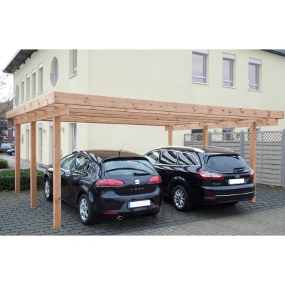 Přístřešek pro dvě auta Baltrum 1, hliníková střešní krytina, douglaska přírodní Přístřešek pro dvě auta Baltrum 1, hliníková střešní krytina, douglaska přírodní