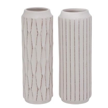 Boltze Home Váza Fratello, bílá, 2 varianty, pr. 10 x 27 cm Boltze Home Váza Fratello, bílá, 2 varianty, pr. 10 x 27 cm