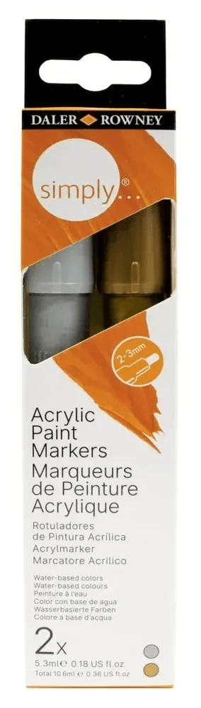 Daler Rowney Sada akrylových popisovačů SIMPLY - zlatá/stříbrná Daler Rowney Sada akrylových popisovačů SIMPLY - zlatá/stříbrná