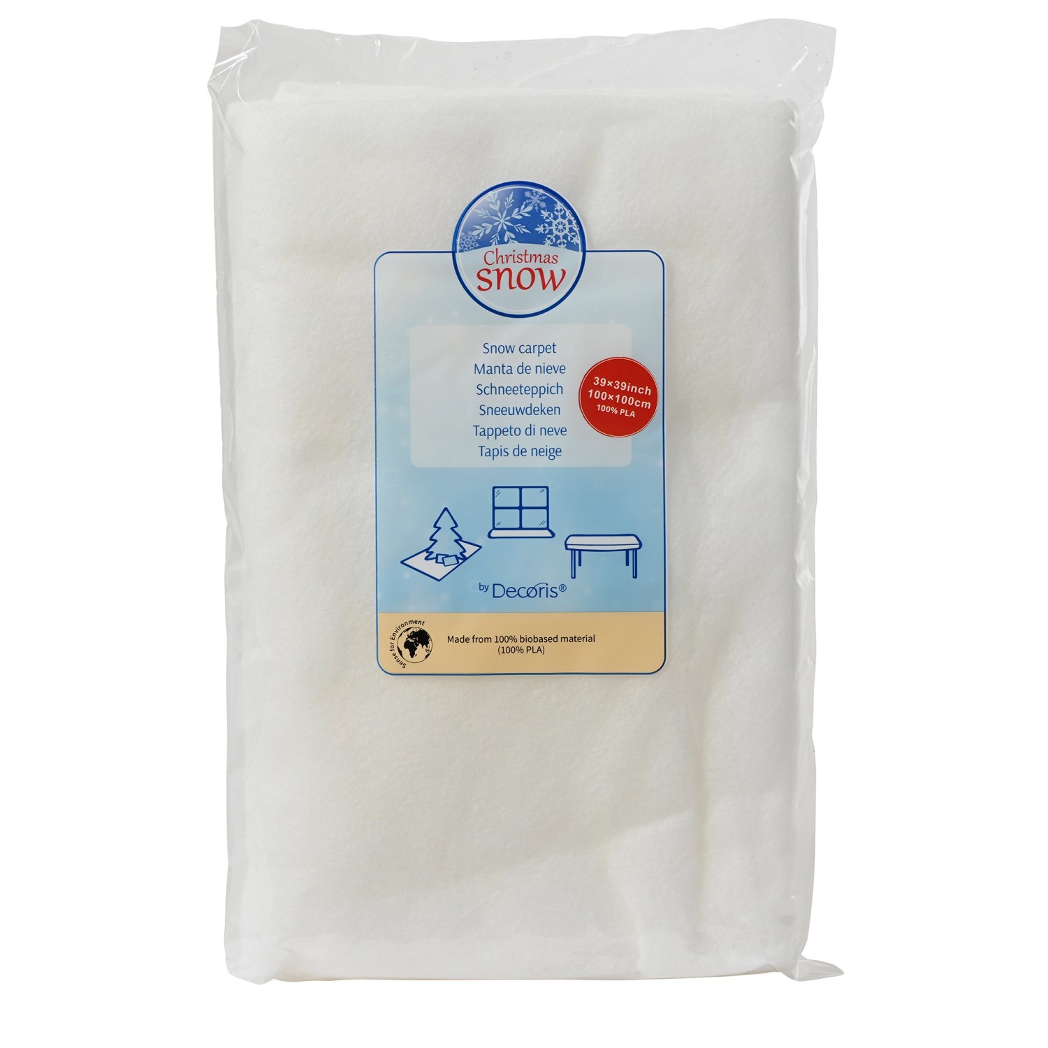 Decoris Umělý sněhový koberec, 100 % PLA, bílá, 100 x 100 cm Decoris Umělý sněhový koberec, 100 % PLA, bílá, 100 x 100 cm