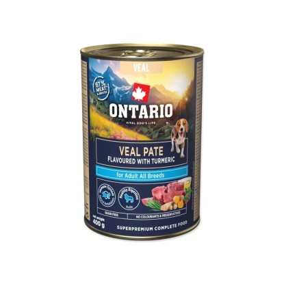 Ontario Konzerva pro psy Adult telecí pate s příchutí kurkumy 400 g Ontario Konzerva pro psy Adult telecí pate s příchutí kurkumy 400 g