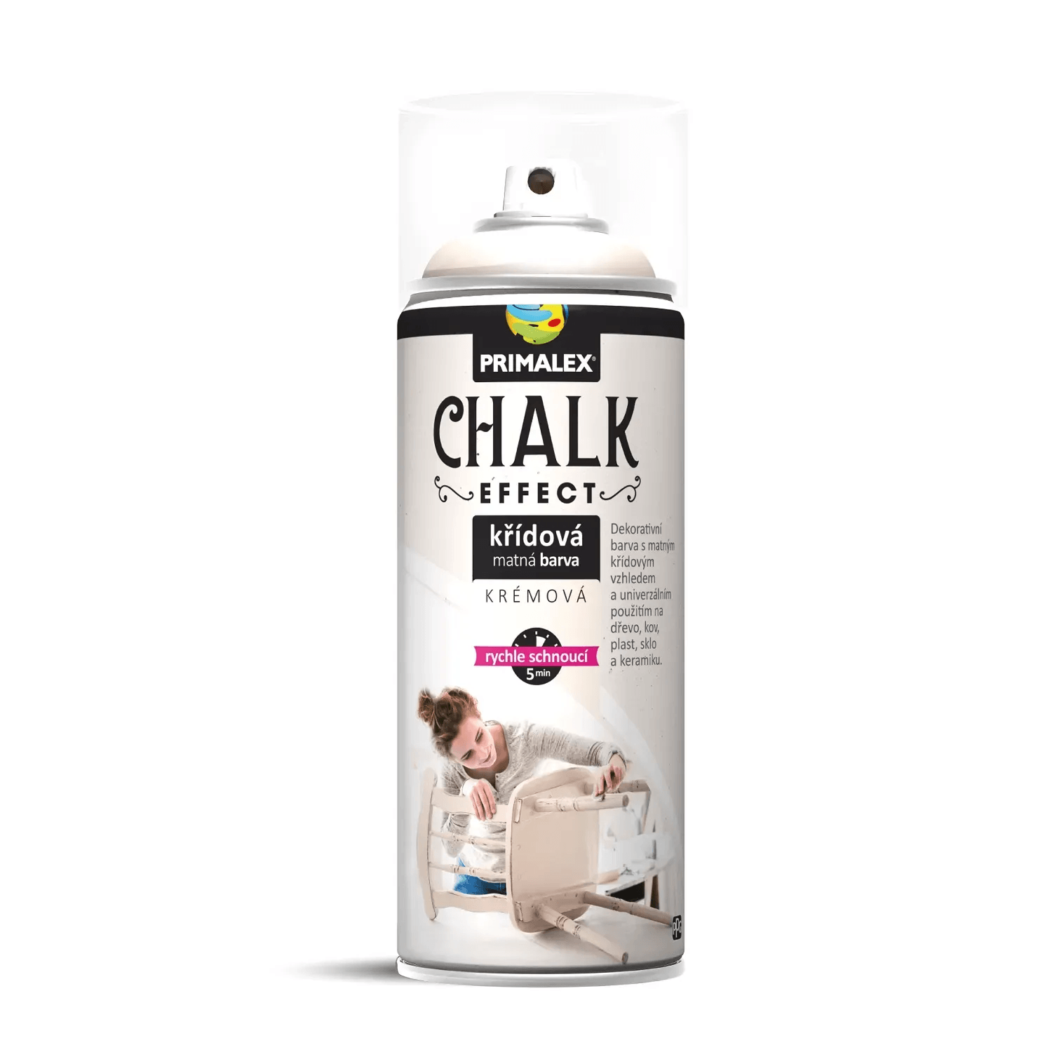 PRIMALEX Křídová matná barva ve spreji Chalk Effect krémová 400 ml PRIMALEX Křídová matná barva ve spreji Chalk Effect krémová 400 ml