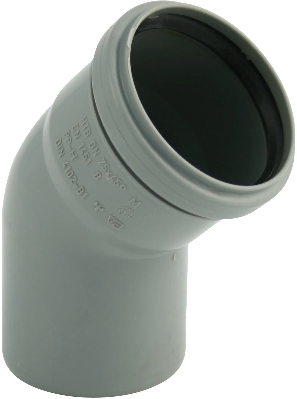 Šedé koleno Marley HT-Bogen 45° DN 40 pro vnitřní odpadní potrubí. Šedé koleno Marley HT-Bogen 45° DN 40 pro vnitřní odpadní potrubí.