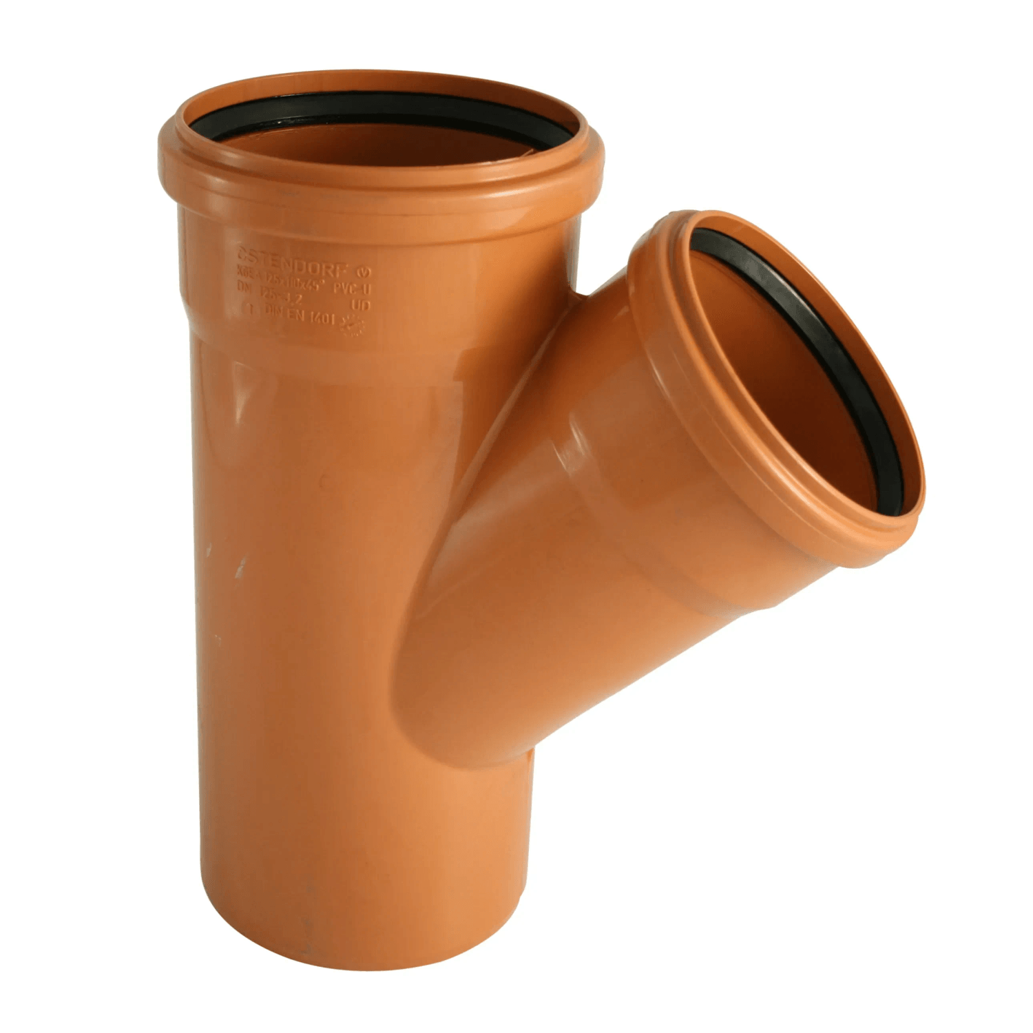 Marley odbočka pro kanalizační trubky 45 stupňů DN 110/110 z plastu, detailní pohled. Marley odbočka pro kanalizační trubky 45 stupňů DN 110/110 z plastu, detailní pohled.