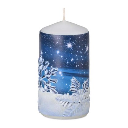 Svíčka válcová Vločky modrá, 60 x 110 mm Svíčka válcová Vločky modrá, 60 x 110 mm