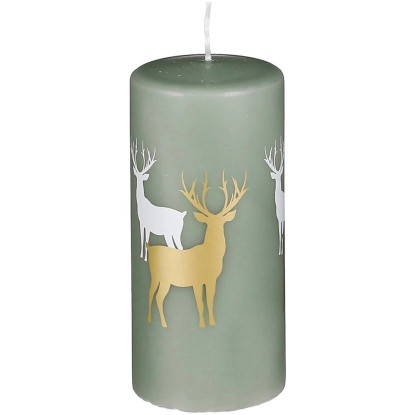 House of Seasons Svíčka s jelenem, zelená, pr. 6,8 x 15 cm House of Seasons Svíčka s jelenem, zelená, pr. 6,8 x 15 cm