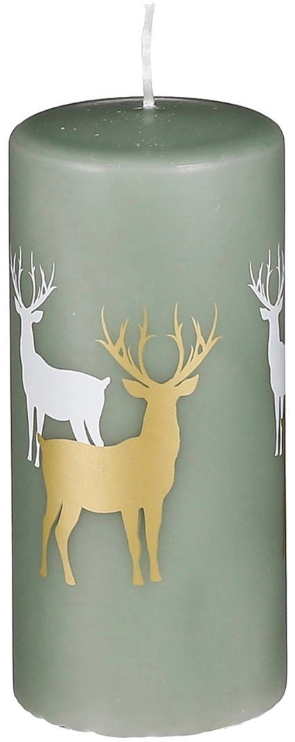 House of Seasons Svíčka s jelenem, zelená, pr. 6,8 x 15 cm House of Seasons Svíčka s jelenem, zelená, pr. 6,8 x 15 cm
