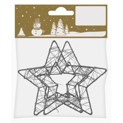 GEROMA Závěsná vánoční dekorace hvězda plastová stříbrná pr. 8 cm, 2 ks GEROMA Závěsná vánoční dekorace hvězda plastová stříbrná pr. 8 cm, 2 ks