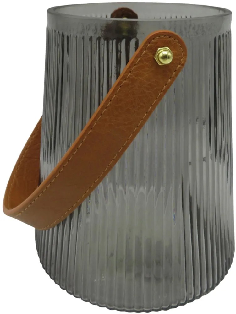 Boltze Svícen rýhovaný šedý pr. 13,1 x 15,4 cm Boltze Svícen rýhovaný šedý pr. 13,1 x 15,4 cm