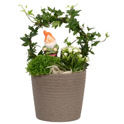 Osázený keramický květináč hnědý Osázený keramický květináč hnědý