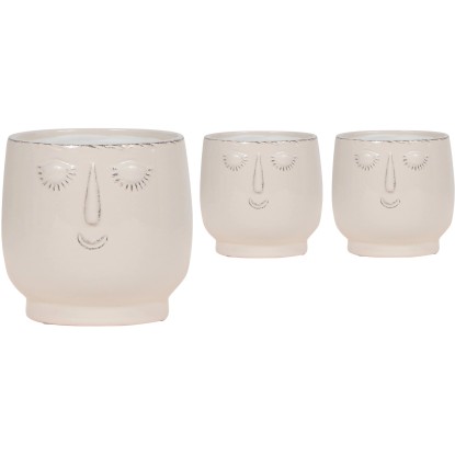 Kolibri Home Keramický obal na květináč Happy Face, bílá, pr. 9 x 15 cm Kolibri Home Keramický obal na květináč Happy Face, bílá, pr. 9 x 15 cm