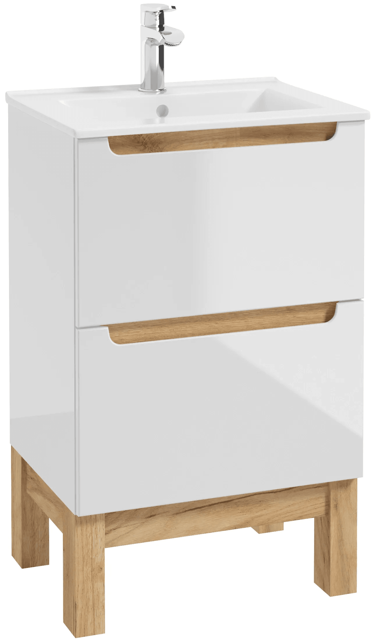 Defra Umyvadlová skříňka SPACE SYSTEM D50 2Z, bílý lesk/zlatý dub, 50x80x39 cm Defra Umyvadlová skříňka SPACE SYSTEM D50 2Z, bílý lesk/zlatý dub, 50x80x39 cm