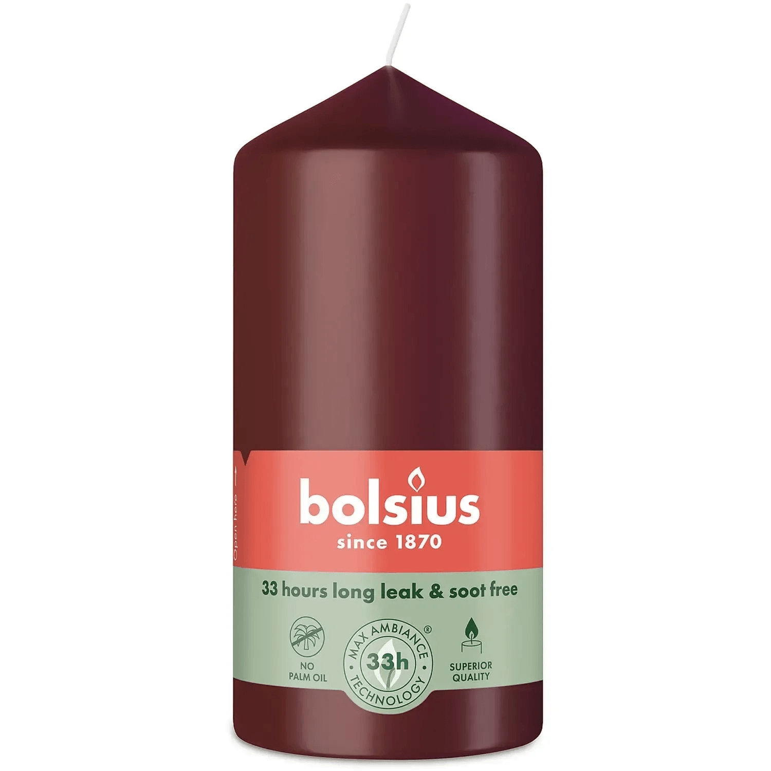 Bolsius Válcová svíčka Essentials, bordó Velvet Red, pr. 5,8 x 12 cm Bolsius Válcová svíčka Essentials, bordó Velvet Red, pr. 5,8 x 12 cm